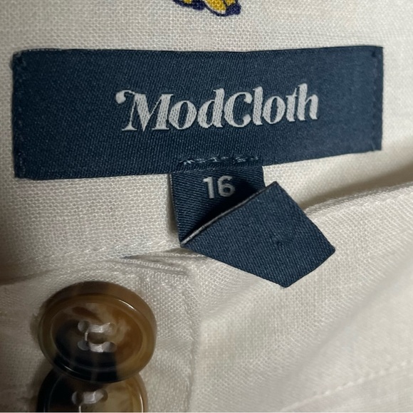 Modcloth Women’s Linen High Waist Shorts Bananas Size 16 W34 Artsy Casual - Picture 6 of 10